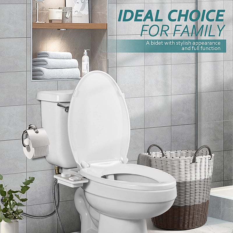 SAMODRA Bidet Attachment, Non-Electric Cold Water Bidet Toilet Seat Attachment with Pressure Controls, Retractable Self-Cleaning Dual Nozzles for Frontal & Rear Wash - Brushed Nickel - Image 4
